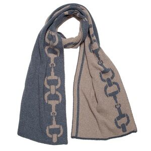 Equestrian Coastal Preppy Horsebit Scarf IN2GREEN Eco Knit USA Blue Neutral Soft